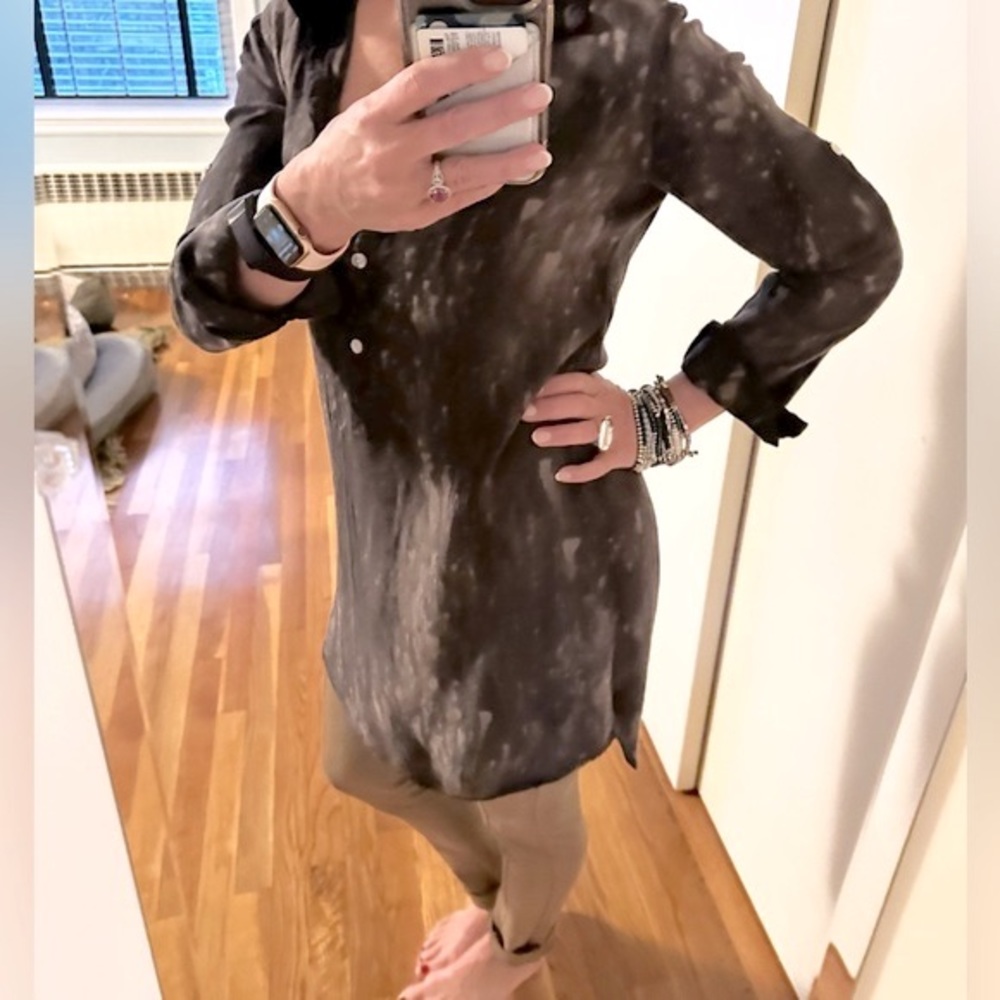 Cloth and Stone Olive Splattered Shirt Dress - Picture 6 of 13